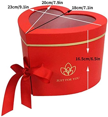 Кутия за цветове във формата на Сърце с Прозрачен капак, Двуслойни Въртяща се Кутия, Кутии, изработени от Папие-маше, за Аранжировок, Луксозен Подарък с Доставка Цве