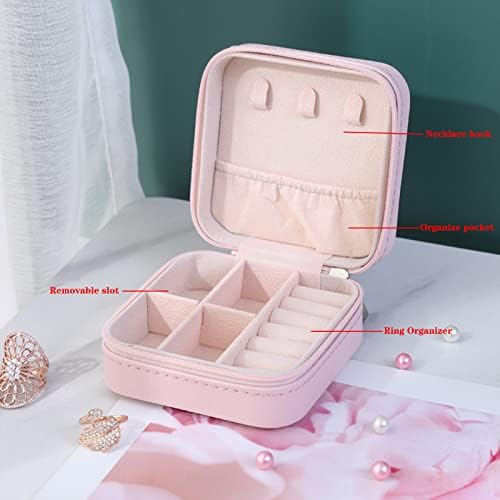 5 опаковки Мини Бижута Пътен Калъф Малък Бижутериен Органайзер Кутия за Жени, Момичета Преносим Бижутериен Дисплей Кутия За Съхранение