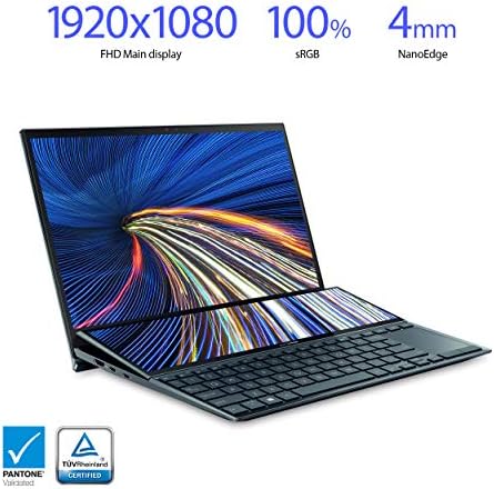 ASUS ZenBook Duo 14 UX482 с 14-инчов сензорен дисплей FHD, платформата на Intel Evo, Core i5-1155G7, 8 GB ram, 512 GB PCIe SSD, ScreenPad Plus, Windows 10 Home, Wi-Fi 6E, синьо небе, UX482EAR-EB51T