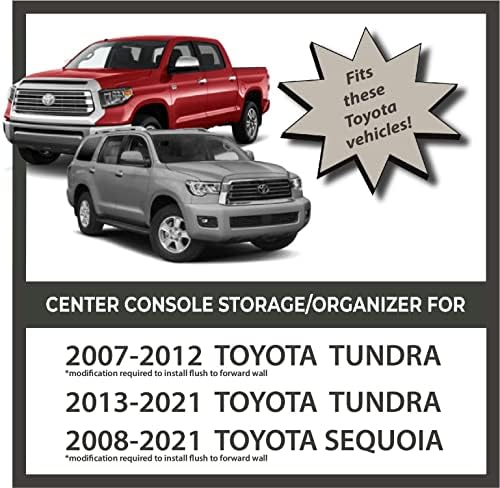 MX Auto Accessories - Органайзер за централната конзола, Съвместим с Toyota Tundra & Sequoia (2013-2021) - Произведено в САЩ. Години (07-13)