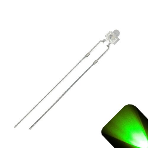 Чистият зелен светодиод с кръгла горна част 1,8 мм / 2 мм - Ултра ярък (опаковка от 1000 броя)