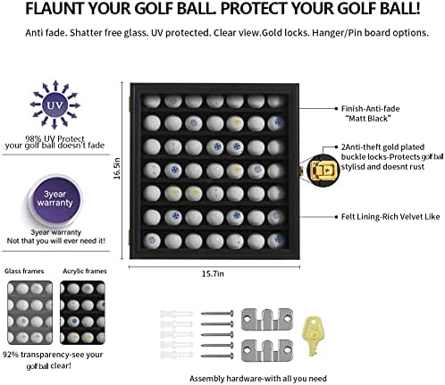 Витрина за топки за голф KCRasan с ключалка - Държач за топки за голф Подарък за любителите на голфа - Рафтове за топки за голф Шкаф за
