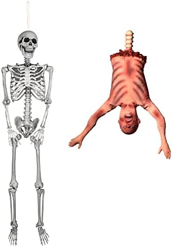 AW 5 фута Скелет на Цялото тяло Подпори с Подвижни Стави с 37 Фестивален Подпори Половина на Тялото Ободранный Труп Виси Тялото
