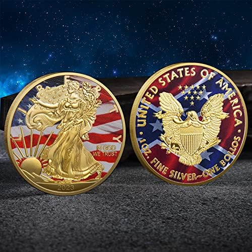 Възпоменателни монети от американското злато и сребро с орел, Статуята на Свободата, златна монета, са подбрани монета с цветен