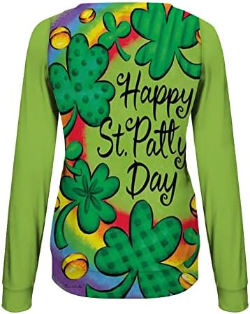 Hoody на Деня на Св. Патрик за Жени, Тениска с Принтом Щастлив Централи, Тениска с Изображение, Детелина и Дълъг Ръкав,