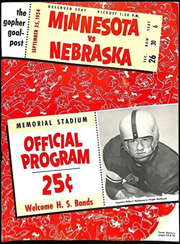 1954 Минесота Гоферз - Небраска Корнхаскерс Футболна програма 9/25 Ex/MT 66213 - Програма колежи