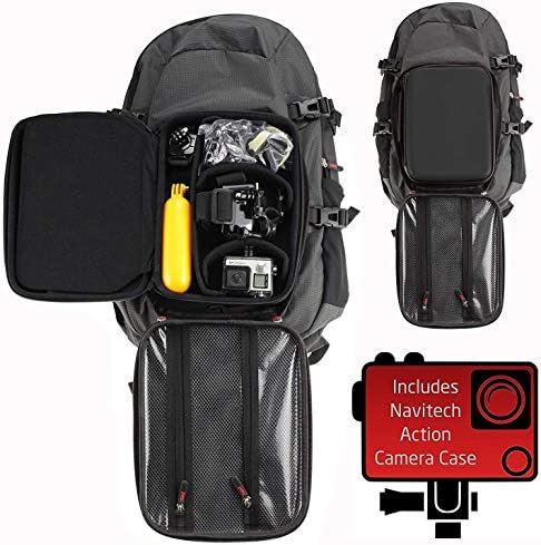 Раница за екшън камери Navitech и сив калъф за съхранение с вградено нагрудным колан - Съвместим с родния си екшън камера AKASO V50X