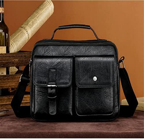 SAWQF Чанта-месинджър от изкуствена кожа, Мъжки чанти, Реколта чанта през рамо, Водоустойчив Пътна Бизнес мъжка чанта (Цветът на: E, Размер: 28 *9* 20 см)