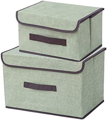 Сгъваема Кошница за съхранение на Cicilin, 2 кутия за съхранение с капак и дръжка, За съхранение на Дрехи, Играчки, Книги,