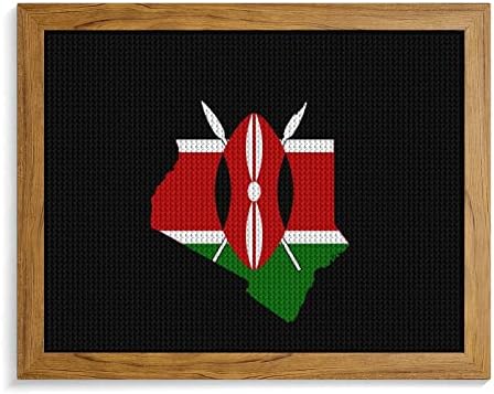 Флаг Карта на Кения Диамантена Живопис Комплекти Фоторамка 5D направи си САМ Пълна Тренировка Планински Кристал Изкуство
