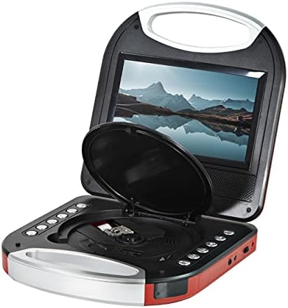 Magnavox MTFT750-RD Преносим 7-инчов TFT DVD/CD-плейър с дистанционно управление и автомобилен адаптер червен цвят | Акумулаторна