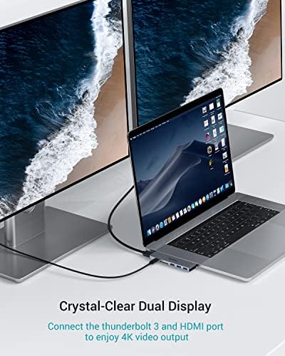 Адаптери USB C за MacBook Pro, аксесоари MacBook Air M1 USB 7 в 2 с 4K, HDMI, 3 USB 3.0, порт Thunderbolt кабел за зареждане 3 мощност 100 W, четец на карти SD / TF карта, Хъб USB C MacBook Pro /MacBook Air 2020-