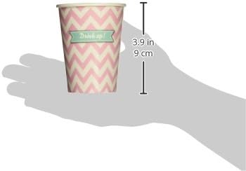 Празнични хартиени Чаши Джинджифил Ray Розово-бял цвят, с Шевроном, 8 Опаковки