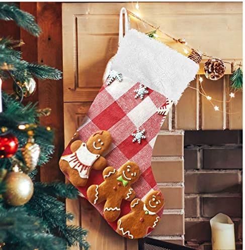 Коледни Чорапи ALAZA, Коледни Сладкиши, Бисквити Буйволица, Класически Персонализирани Големи Чулочные Украса за Семейни празници,