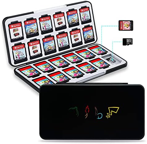 Калъф за игра на карти NOOP за Nintendo Switch & Switch OLED-игрална карта и карта Micro SD, Преносим игра титуляр Switch с 24 слота за карти игра и 24 слота за карти Micro SD (pokemon)