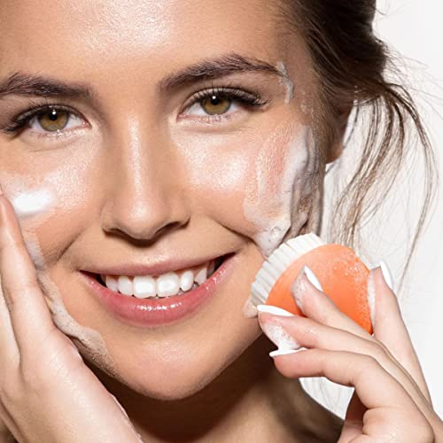 Мини четка за почистване на лицето EcoTools с цитрусови плодове, увеличава производството на колаген, Безопасно за чувствителна кожата, ексфолира и почиства порите, за