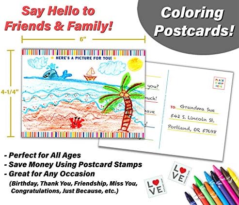 Tiny Expressions - Детски Картички за оцветяване (опаковка от 50 броя) | Премия Картички за деца | пощенски Картички Мисля