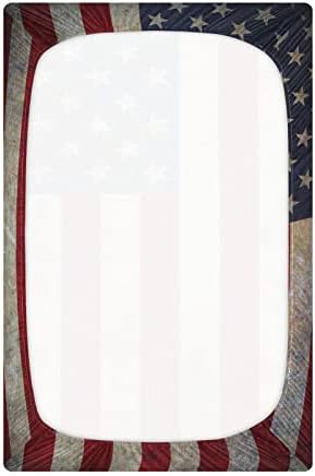 ALAZA САЩ Американският Флаг, Кърпи за Яслите, Реколта Вградена Чаршаф за Момчета и Момиченца, Стандартен Размер 52x28 инча
