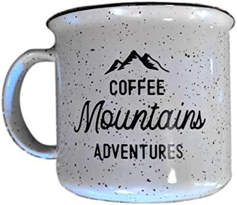 Керамична чаша CafeQuality Adventure 14 унции (Coffee Mountains Приключения, бяла на петна)