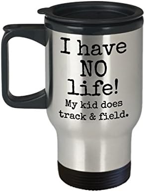 Пътна чаша Track runner за майка или баща подарък - от мен няма живот! My kid does track & field - кафеена чаша с капачка от неръждаема стомана