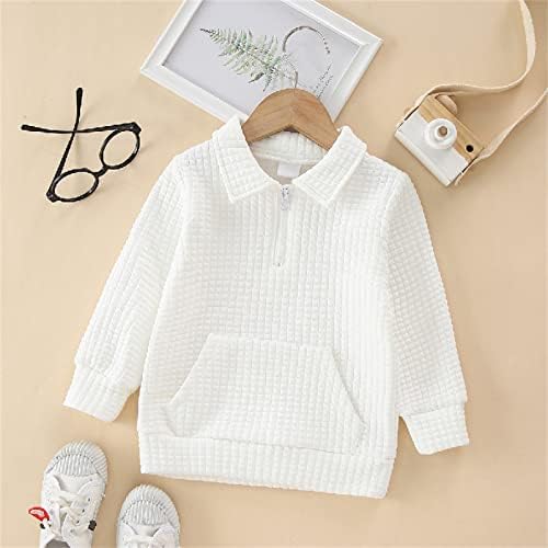 Xbgqasu/ Модни hoody в стил мозайка с дълъг ръкав за малки момчета и момичета, Блуза за деца (Бял, 18-24 месеца)