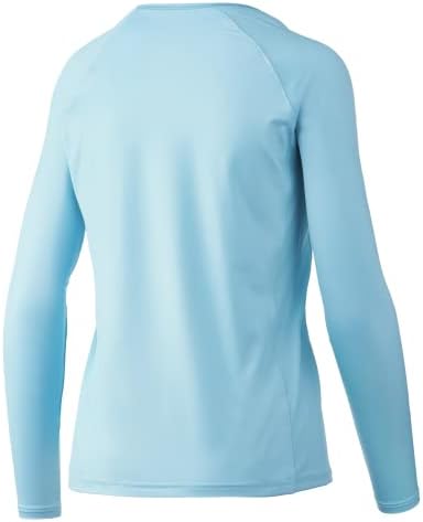 Дамски стандартна риза за изпълнения с дълъг ръкав HUK Pursuit + Защита От Слънцето, Синьото Сияние, X-Large