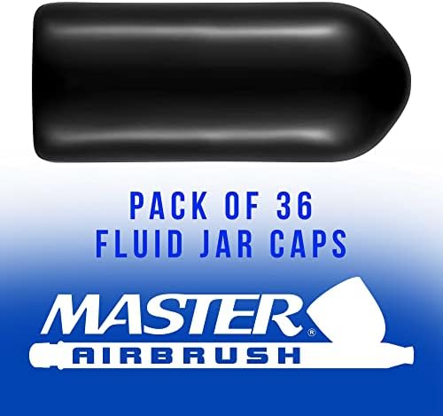 Капаци-адаптери за бутилки-сифони за аэрографа Master Airbrush (опаковка от 36 броя) - Черни пластмасови капачки, които се разлива боя - Подходящи за долната подаване на один