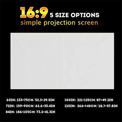 CLGZS 3D Стенен Прожекционен Екран Платно Led Проектор с Висока Яркост 120 см-60 инча за Домашно кино (размер: 100 см)