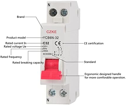 Миниатюрен автоматичен прекъсвач SCRUBY MCB Фазно-неутрален автоматичен прекъсвач YCB6N-32 6-32A 1P + N Електрически ключ за Домашно