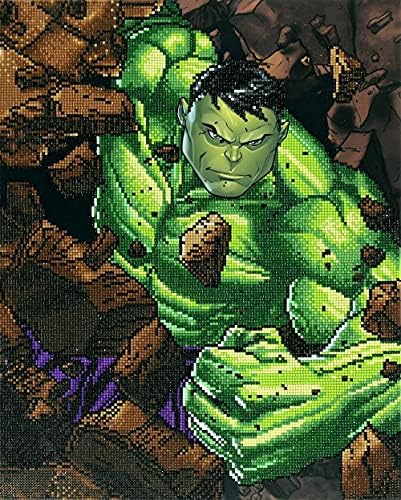 Комплект за рисуване на КАМЕЛОТ Тъкани с диаманти Hulk Smash, Многоцветен