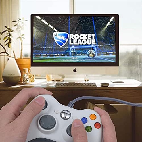 Xspeedonline USB Жична геймпад контролер за PC/Xbox 360, джойстик контролер Поддържа пълния диапазон на движение на 360 °, с помощта на прецизни джойстик (бял)