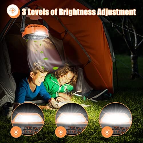 Оранжев + Зелен Преносим Кемпинговый фен капацитет 10400 mah с led фенер, USB Вентилатор за палатки на Батерии, Акумулаторна
