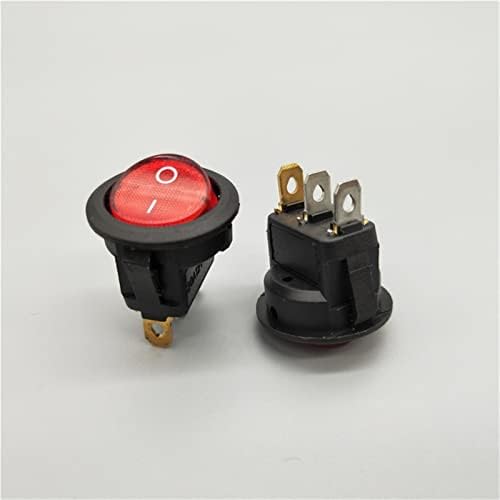 Кулисный преминете GOOFFY Switch 20 мм KCD1 Led ключ 20A 12V захранване от Автомобила Бутон за включване/изключване на светлината 3pin Кръгла кулисная бутон за смяна на Цвят: Черве