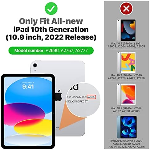 Калъф MoKo за iPad на 10-то поколение, Прозрачен Калъф за iPad 10,9 Инча 2022, Калъф за iPad на 10-то поколение, Тънък Прозрачен делото твърд