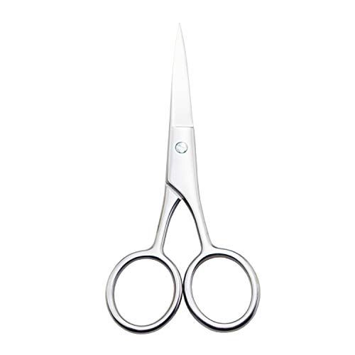 Малки ножици Yutoner за подстригване - Ножици, с прав връх от неръждаема стомана за Подстригване на Брада, Косата, Ушите, Веждите, Мустаците, носа (Сребрист)