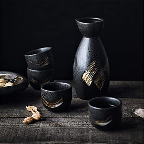 Чашка за Саке SLATIOM Гърне Керамичен Комплект За Саке и подобни Ръчно Рисувани Кана За Саке Вино Керамика 1 Кана за 4 Чаши Кана