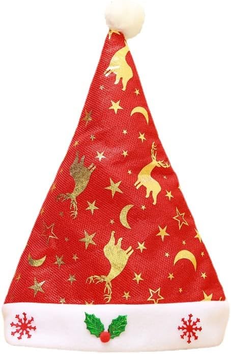 Apresunday Комплект от 2 Коледна украса Шапка на Дядо Принт Фолио Старецът Шапка Вечерни Декориране на Шапка Червен