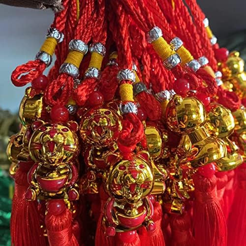 zhangruixuan-Shop 新年虎年装饰金葫芦金球铃铛串金元宝串花艺汽车装饰挂件(3cm 三个铃铛球)