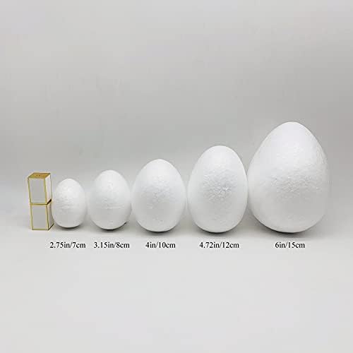 Яйца от Стиропор Crafjie 6шт 6 Инча (15 см) Бели Яйца от Полистирол за Бродерия Гладка на Пролетта, Великден, Хелоуин, Коледа, Празници
