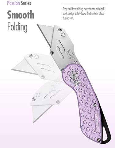 Комплект за рязане, ножове FantastiCAR Fancy Purple Folding Utility с много Остри остриета, метална дръжка и щипка за колан