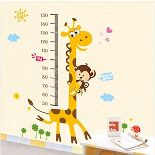BBRATS StickersKart Стикери за стена Детска Таблица на растежа на Жирафа Подвижна Голяма Vinyl (Многоцветен)