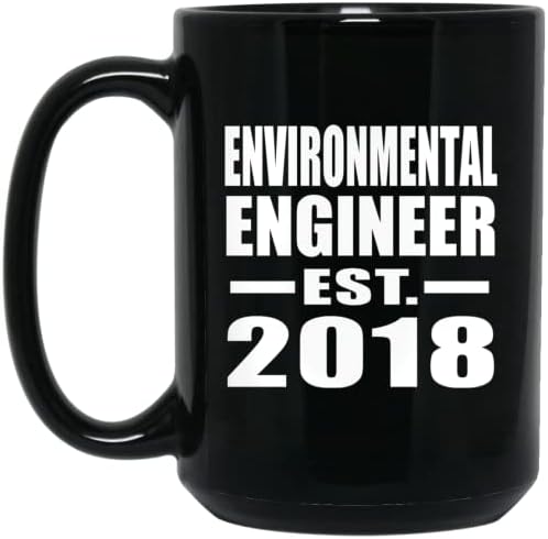 Designsify Създаден от Инженер-экологом EST. 2018, Керамична Чаша с черно Кафе, 15 грама, Чаена Чаша, Прибори за напитки с дръжка,