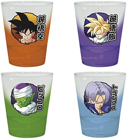 Чашки ABYstyle Dragon Ball Z Kakarot Heroes 4 1,5 унции. С участието на Goku, Гохана, Пиколо и Сандъци DBZ Аниме и Манга Съдове За напитки и стоки от Първа Необходимост, Подарък за Дома