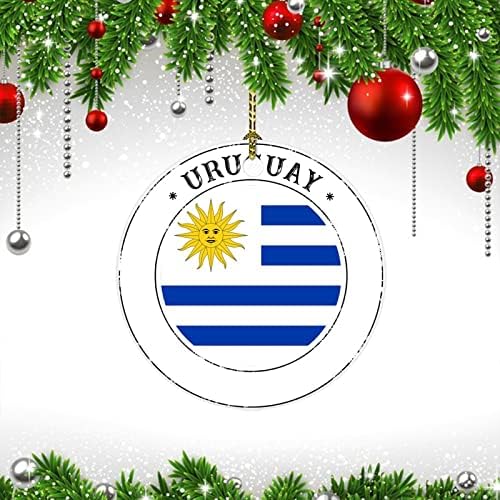 Националното Знаме На Уругвай Коледна Украса 2022 Двустранни Порцеланови Кръгли Празнични Украси За Коледната Елха