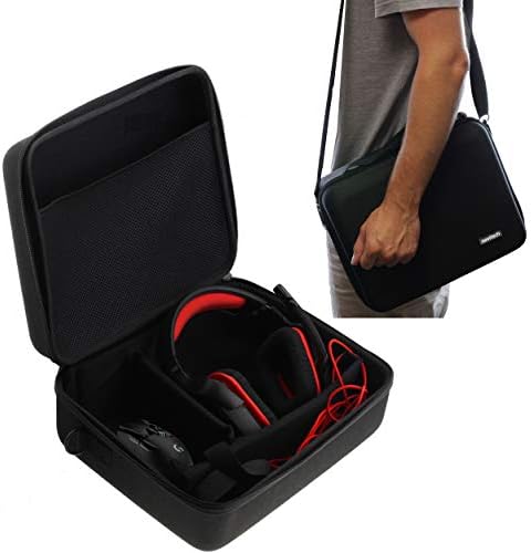 Navitech Черен Твърд калъф от Eva за носене съвместим с игри слушалки и слушалки, съвместими с ROCCAT Khan AIMO 7.1