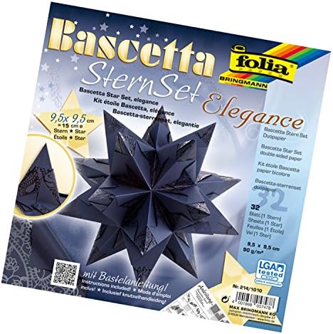 Комплект за бродерия Folia 836/3030 Bascetta Star, Синьо, пощенска Картичка, Синьо, 9,5 x 9,5 см