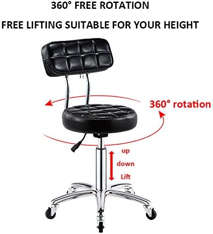 Столче за шиене на количка, Столче за миглите с кафява седалка от Изкуствена кожа Регулируема височина 45-58 см, Поддържан тегло
