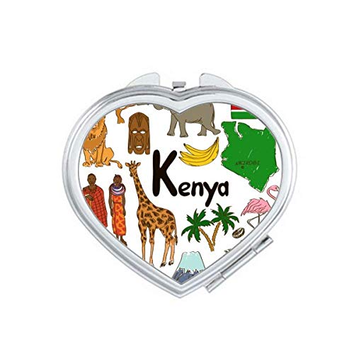 Кения Пейзаж Животни Националния Флаг Огледало За Пътуване Увеличение Ръчен Преносим Джобен Грим