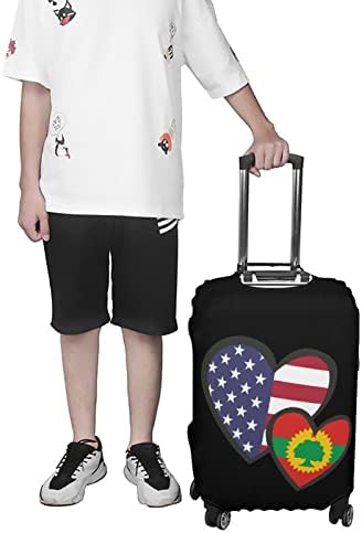 Заплетена Сърцето на Американското Знаме Отпред Освобождение на Оромо Пътна Чанта За Багаж Протектор Куфара Миещи се Калъфи за Багаж с Цип
