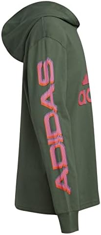 В памучна тениска с качулка с Линейно логото на adidas за момчета с дълъг ръкав